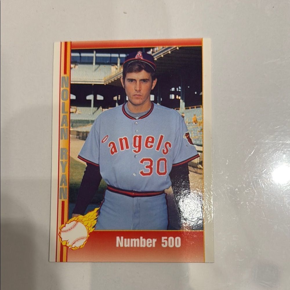 Pacifica Kids Trading Card - Angels Blue and Red of Nolan Ryan throwing 500  S.O